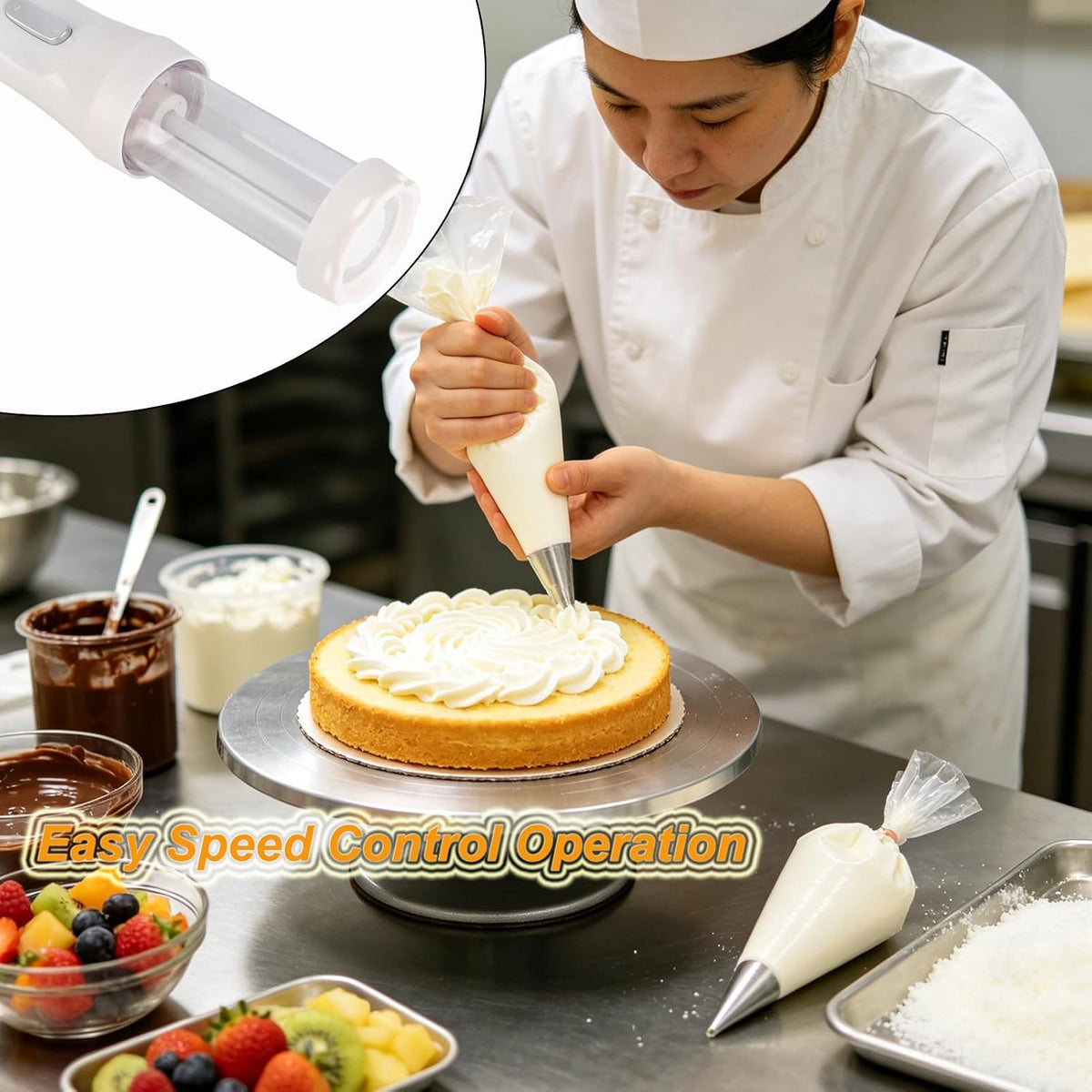 Cookie Press Set Battery Powered with 12 Discs and 4 Icing Tip