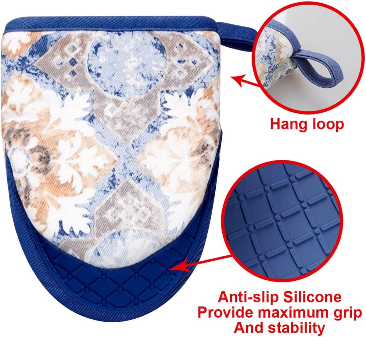 Mini Silicone Oven Mitts, Heat Resistant Kitchen Mittens 2-Pack Set