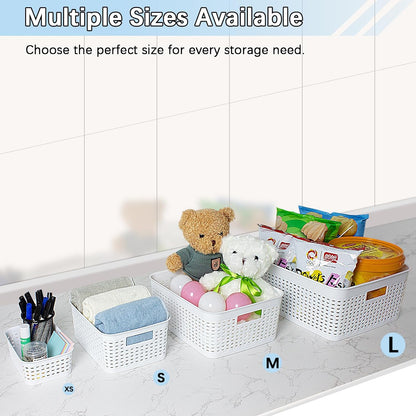 Soddeph Plastic Storage Baskets for Cabinets, Household Pantry Organization with Handle,Organizer Bins for Room,Bathrooms,Under-Sink,Kitchen (Black, L-3PACK)