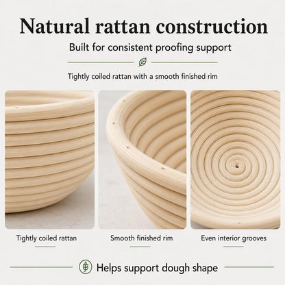 Sourdough Banneton Bread Proofing Basket Set of 2, 9'' Round