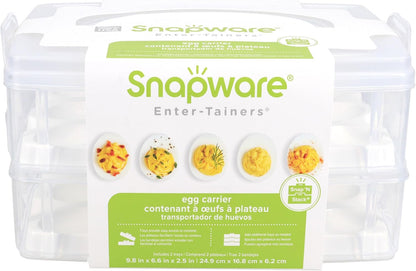 Snapware 2-Layer Snap N Stack Deviled Egg Container with Handle | Stackable Egg Carrier for Parties, Potlucks, Picnics & Holidays | Secure Latching Lid for Easy Transport & Storage – Made in USA