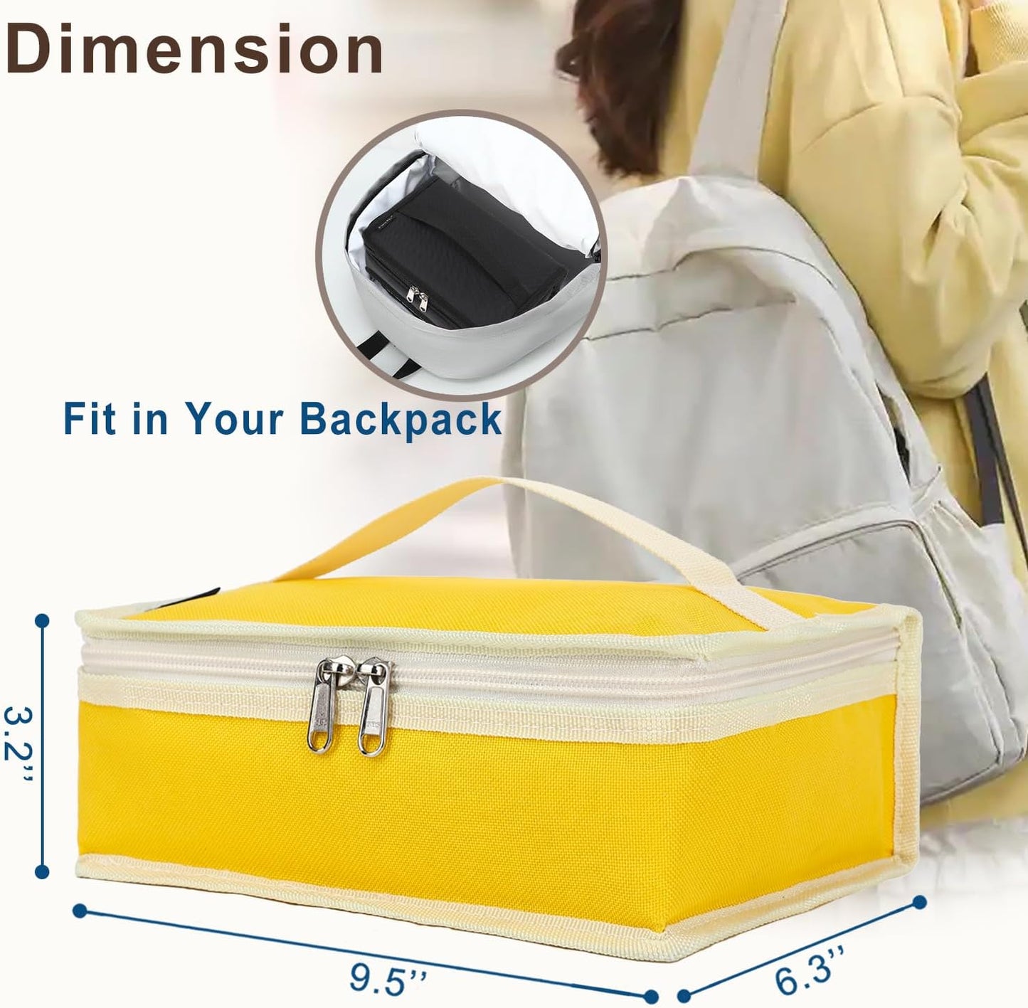 FlowFly Small Insulated Lunch box Portable Soft Bag Mini Cooler Thermal Meal Tote Kit with Handle for Work & School, Black