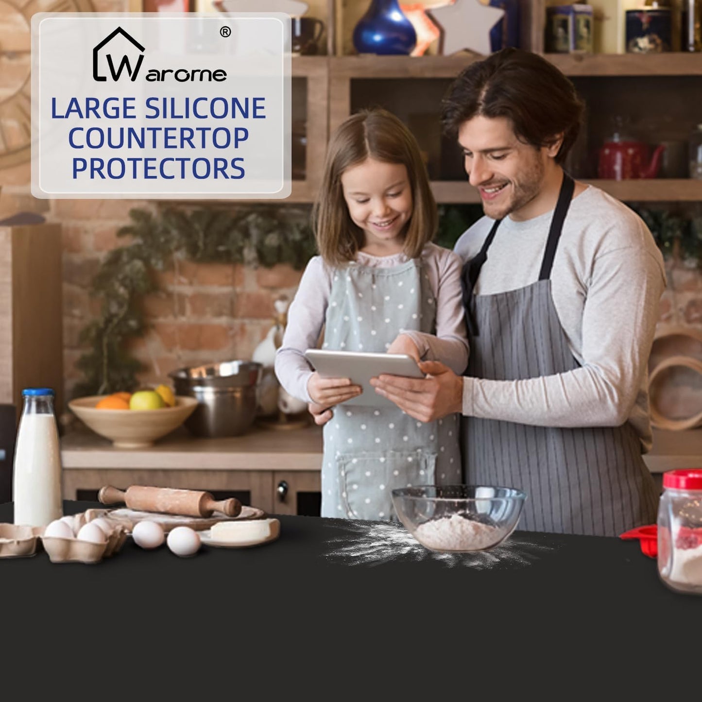 Warome Silicone Mat,78.7”x 23.6” Heat Resistant Mats for Countertop,Extra Large Countertop Protector Mat, Multi-functional Cuttable Kitchen Counter Mat, Silicone Mats for Kitchen Counter/Crafts- Grey