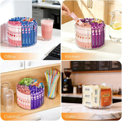 AIEVE Extra Large Drink Packet Organizer, 360° Lazy Susan Rotating Turntable for Larger Powder Drink Mix, Hydration Packets Acrylic Pantry Organizers for Kitchen Storage Organization