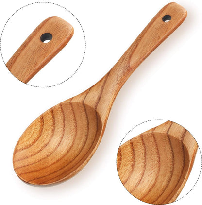 Patelai 9 Inch Wooden Rice Serving Spoons with Long Handle