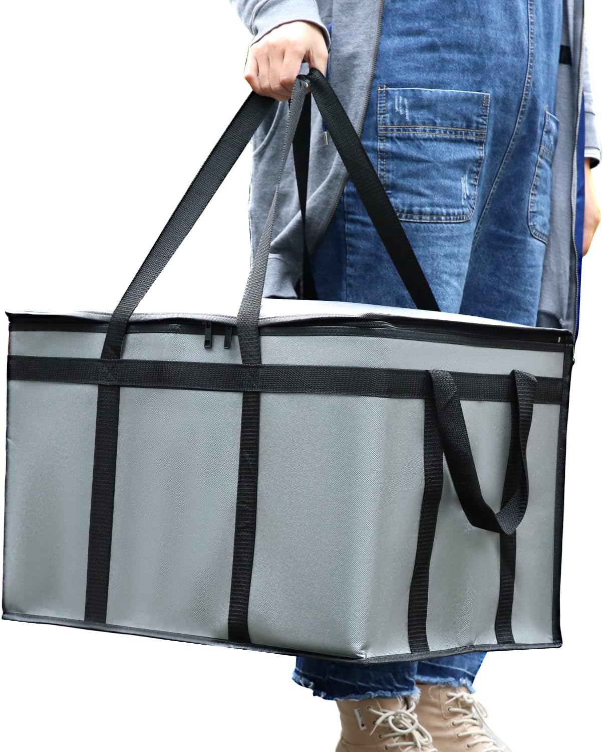 musbus Extra large XXXL Insulated Food Delivery Bag Cooler Bags Keep Food Warm Catering Therma Catering Bag for doordash 22x14x13 Cooler Bags Therma Shopper hot warming RED Pizza BLACK