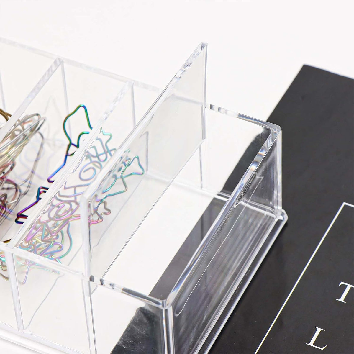 NatSumeBasics Clear Acrylic Drawer Organizer with 6 Compartments, 3.3" Width Desk Storage for Office Accessories, Not for Credit & Business Cards