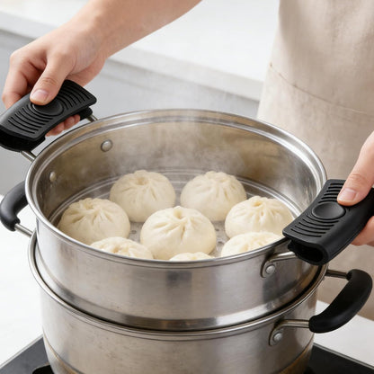 Silicone Pot Holders and Hot Plate Gripper, 2Pack Cast Iron Pan Handle Covers,Hot Skillet Nonslip Handle Covers, Silicone Pot Gripper for Enameled Griddles Casserole Frying Pans Cookware