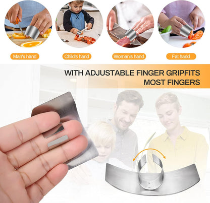 Niupiour Stainless Steel Finger Guards, 4 Packs of Finger Protectors when Cutting, Slicing, Dicing, Chopping Vegatables, Kitchen Tool Knife Shields Guards Avoid Hurting
