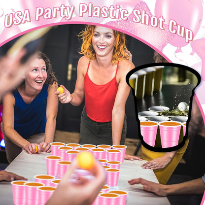 Roshtia 100 Pack 2 oz Plastic Shot Cups, Mini Disposable Shot Glasses 2 oz Wedding Party Cups for Bridal Shower Wedding Party, Beer Taste Serving, Snacks(Black, Gold)