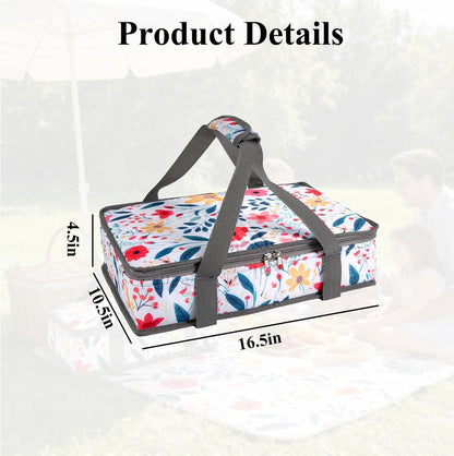 Insulated Casserole Carrier Expandable for Hot or Cold Food with Handle Food Transport for Travel Picnic Cookouts,Fits Pioneer Woman Kitchen Stuff Accessories and 9" x 13" Baking Dish