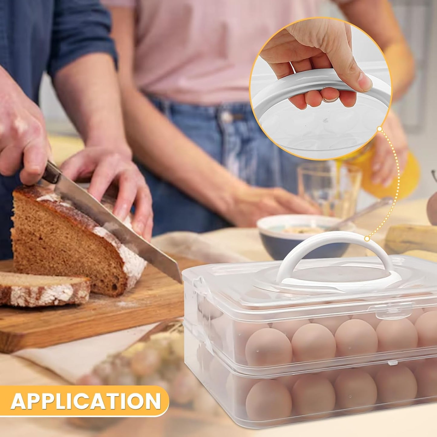 3 Layer Egg Trays with Handle,Deviled Egg Containers with Lid,Easter Egg Containers for 72Holes,Fridge,Portable Tray Platter Party Easter Thanksgiving Picnics