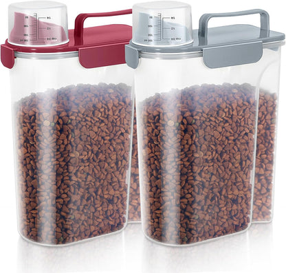 LEAWALK 5-7Lbs Dog Cat Food Storage Container with Upgraded Large Nozzle BPA-free, 4 Snap Seals Plastic Pet Food Storage Containers with Handles are Easy to Clean and Carry
