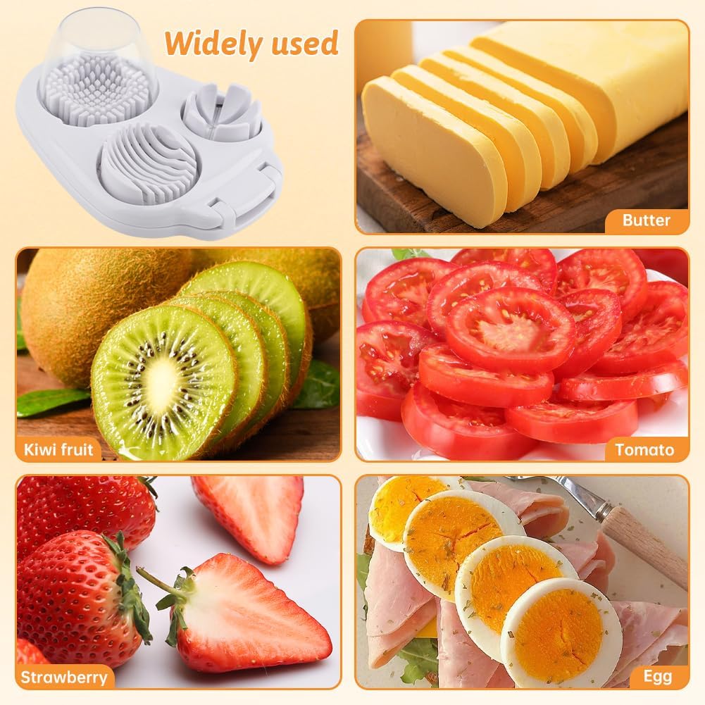 3-in-1 Egg Slicer for Hard Boiled Eggs, with Cleaning Brush