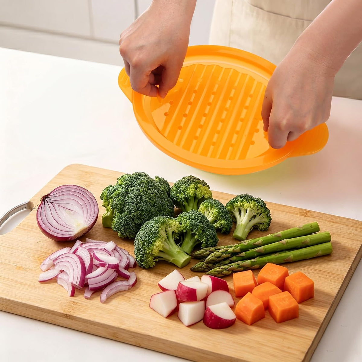 Silicone Microwave Steamer Collapsible Cooker for Vegetables Fish Prep Meal