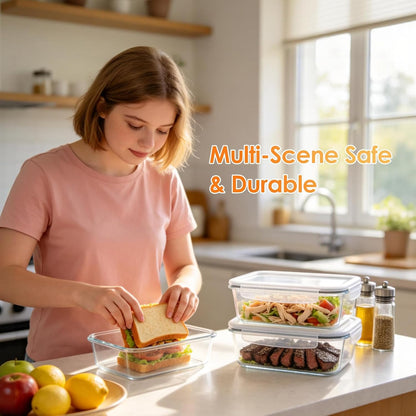 2 Pack 78oz/2300ml Large Glass Storage Containers with Lids, Meal Prep Food Container Set, Airtight Leakproof Snap Lids, BPA Free Borosilicate Glass, Microwave Oven Freezer Dishwasher Safe