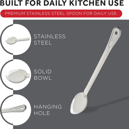 Winco 11" Stainless Steel Basting Solid Spoon