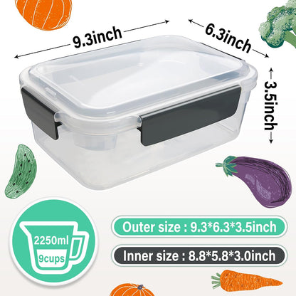 YORY 3 cup Plastic Food Storage Containers with Lids Nestable Freezer Dishwasher Safe Rectangle Container Set,5-Pack