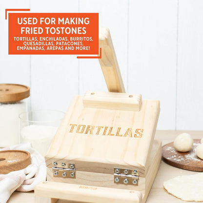 IMUSA 7.5 Inch Wood Tortilla Press