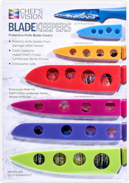 CHEF'S VISION Landscape BladeKeepers, 6 Color-Matched Knife Blade Covers