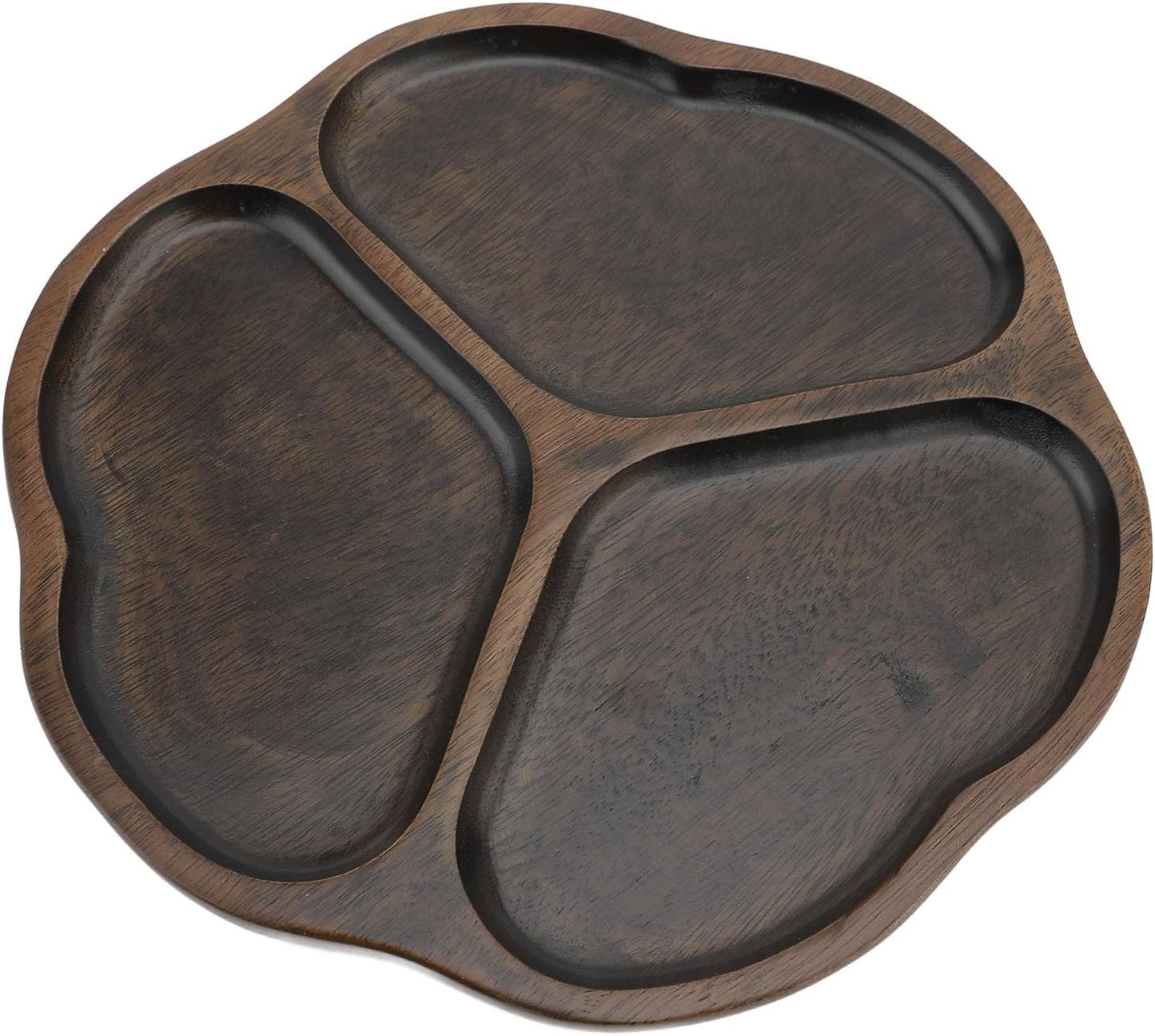 Divided Serving Tray, 3 Compartments Appetizer Snack Dishes Decorative Wooden Serving Platters Chip and Dip Tray for Snack Nut Fruit Veggie