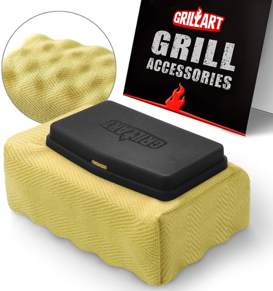 GRILLART Grill Brush Bristle Free - Safe 17" Long Handle with Built-In Solid Scraper - Steam Clean Stubborn Grease Replaceable Head - Reinforced BBQ Accessories for All Grate Types - Gifts for Men Dad