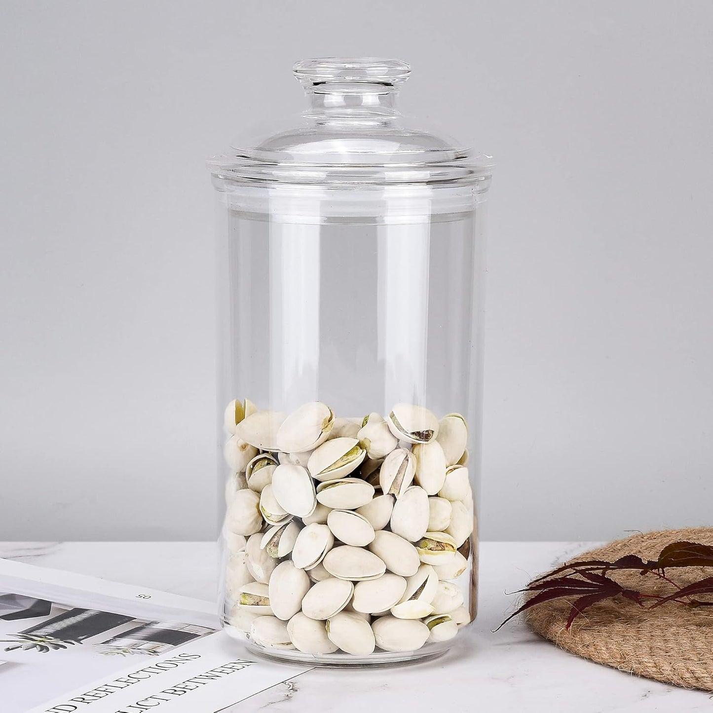 64 oz Reinforced Large Acrylic Canister with Locking Clamp, Airtight Flip Jar | Food Storage Container for Flour, Sugar, Coffee, Candy, Cookie etc