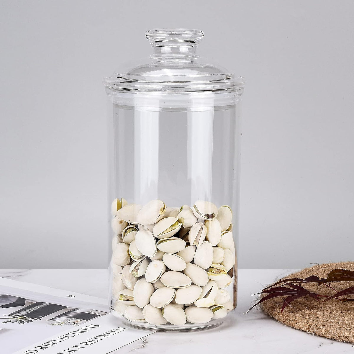 64 oz Reinforced Large Acrylic Canister with Locking Clamp, Airtight Flip Jar | Food Storage Container for Flour, Sugar, Coffee, Candy, Cookie etc