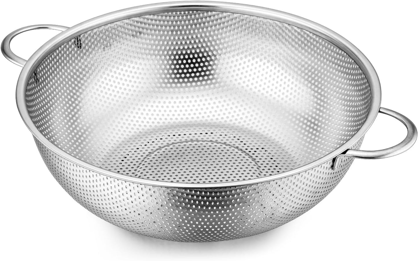 E-far Stainless Steel Colander Set of 3 (1-3-5Quart), Micro-Perforated Metal Colander Strainer with Handle for Kitchen/Draining Pasta/Rinsing Vegetables Fruits, Heavy Duty & Dishwasher Safe