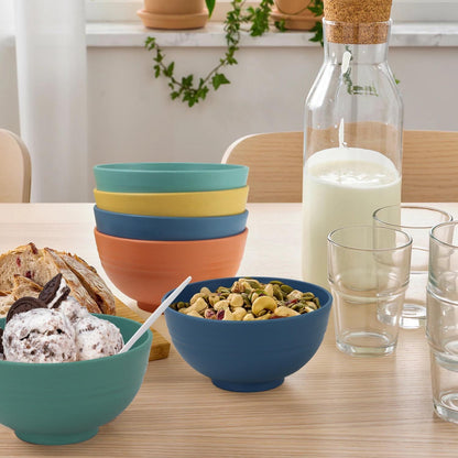 Wheat Straw Bowl Sets,8 PCS Unbreakable Cereal Bowl 26 OZ,Microwave and Dishwasher Safe Bowls,Bowl Sets for Camping and Picnic BPA Free Colorful Salad Bowls for Serving Soup,Oatmeal and Fruit Etc…