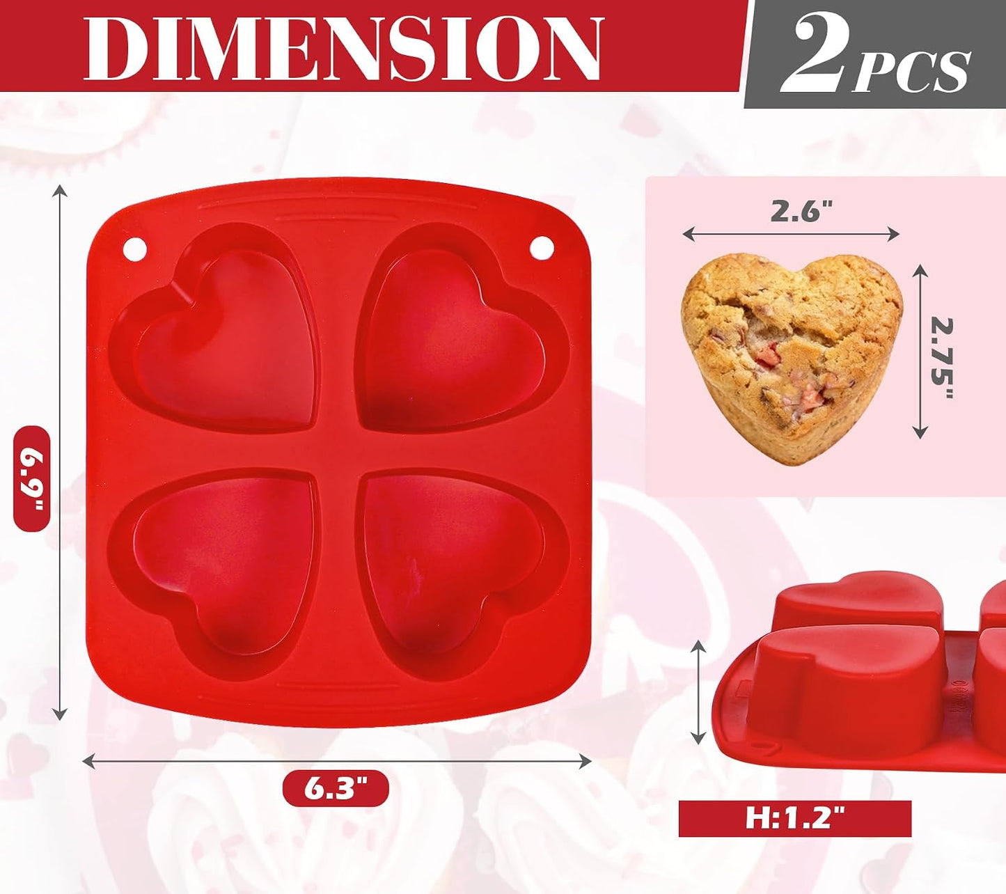 Webake 3PCS Silicone Air Fryer Muffin Pan for Baking 4 Cavity Air Fryer Egg Bites Silicone Mold, Nonstick BPA Free Muffin Tins