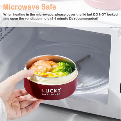3 Compartments Bento Lunch box with Soup Bowl, Insulated Lunch Bag and Portable Utensils, Stainless Steel Camera Lunch Containers，Leak Proof Bento Box for Kids Adults Men Women…