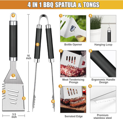 Cifaisi BBQ Grill Accessories Set, 38Pcs Stainless Steel Grill Tools Grilling Accessories with Aluminum Case, Thermometer, Grill Mats for Camping/Backyard Barbecue, Grill Set for Men Women