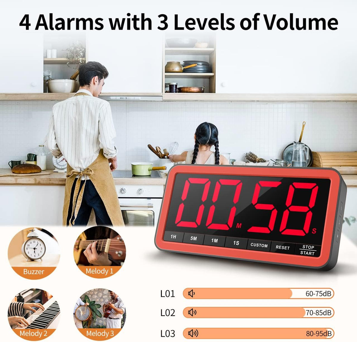 VOCOO Large 7.8" Digital Timer, Magnetic LED Timer for Kitchen & Classroom
