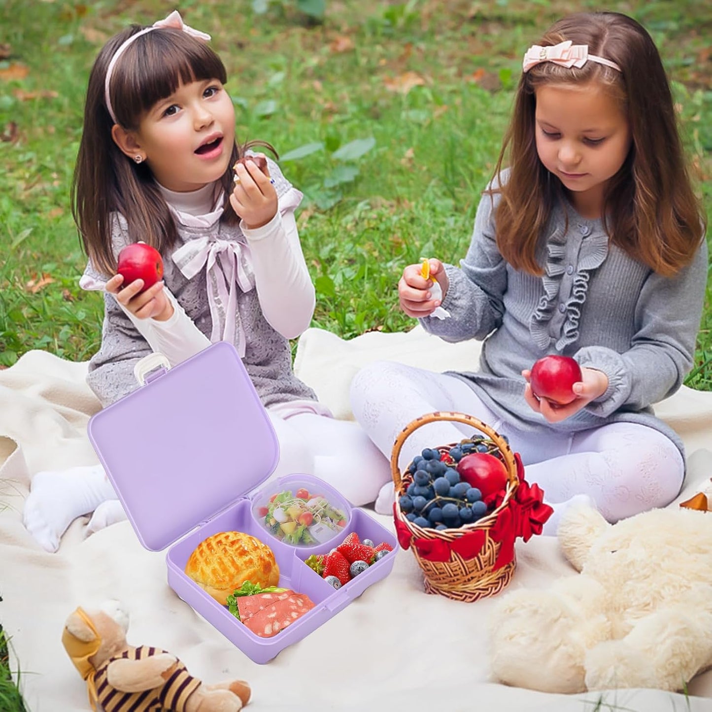 JOOPETALK Kids Snackle Lunch Box with Leak-Proof Snack Container, 8 Compartments with Detachable Dividers, BPA-Free, Dishwasher Safe – Bento Box for School & Travel(Blue)