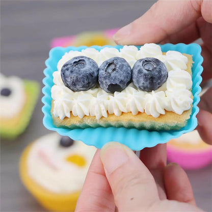 12Pack Silicone Muffin Cups Reusable Baking Mold for Cupcake Lunch Box Dividers(YH-334)