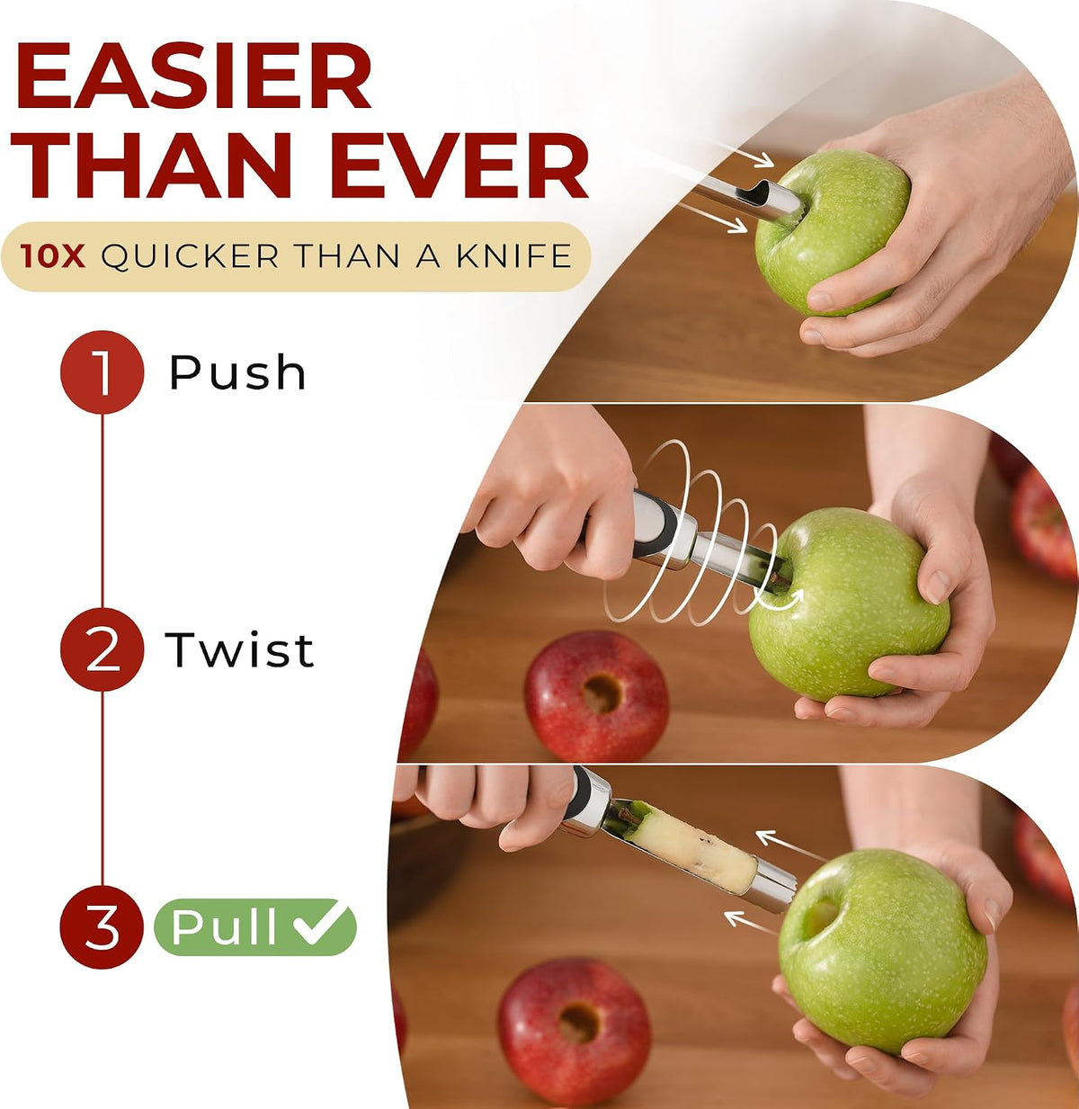 Orblue Apple Corer Tool, Heavy Duty Stainless Steel Fruit Core Extractor