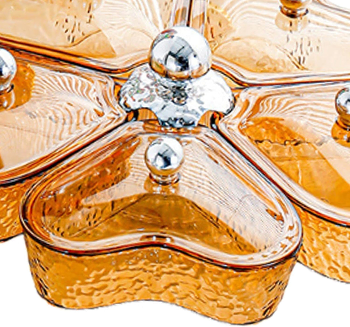 Dried Fruits Tray Candy Snack Plates Platter Appetizer Tray Divided Serving Tray for Cupcake Dried Fruits Family Holiday Home, Clear Grey Bowknot