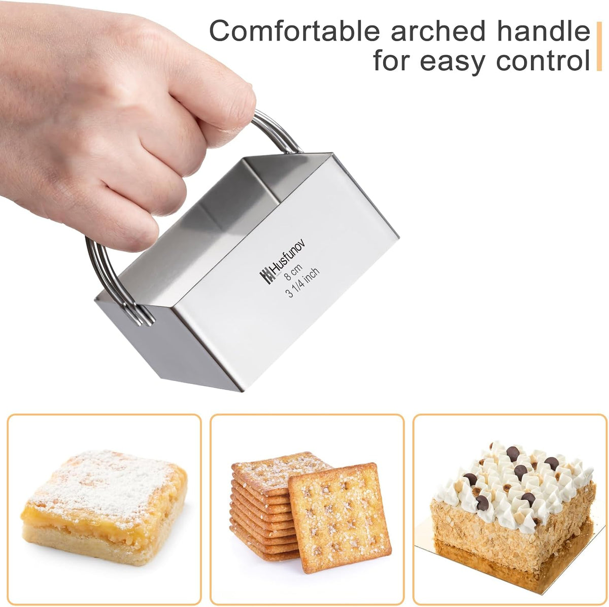 Husfunov Biscuit Cutter Set, Round Cookie Cutters with Handle