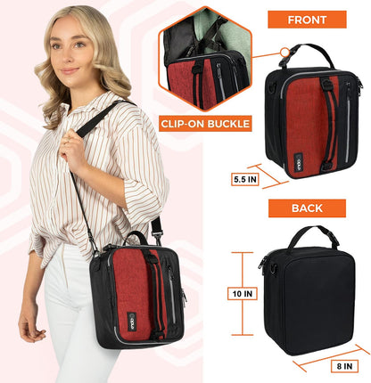 opux Insulated Lunch Box for Men Women Adult, Compact Lunch Bag for Kids Boy Girl Teen, Soft Lunch Cooler Bag for Work School, Leakproof Lunchbox Lunch Pail with Clip-on Buckle, Grey Flowers