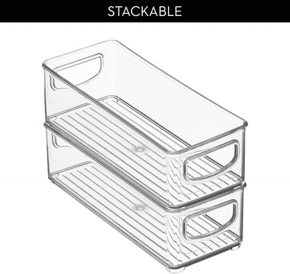 iDesign Plastic Stackable Pantry Bin - Storage Bin with Handles for Cabinets or Fridge - Set of 2 - Clear