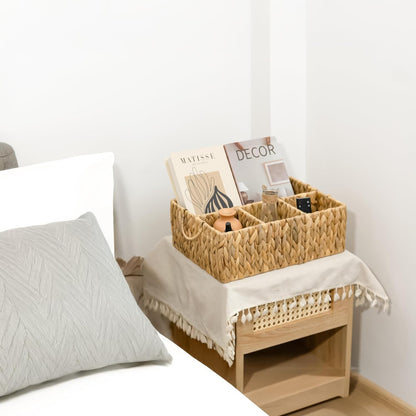 KOKODO 2-Pack Open Front Pantry Baskets, Handwoven Water Hyacinth Wicker Storage Baskets with Built-in Handles, Organizing Bins for Shelves