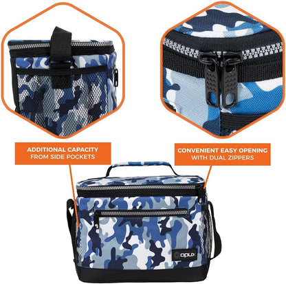 opux Insulated Lunch Box Men Women, Lunch Bag for Work School, Leakproof Soft Cooler Tote Adult, Large Lunch Pail Kids Boys Girls, Picnic Beach Food Bag with Shoulder Strap, Purple Floral