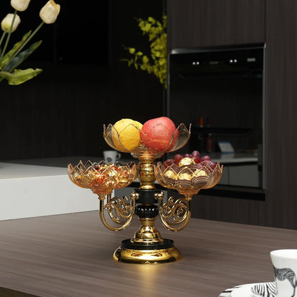 Multi-layer Fruit Tray Rotatable Candy Tray Plastic Fruit Rack Snack Display Bowl for Table Decoration Table Organizer (Yellow)