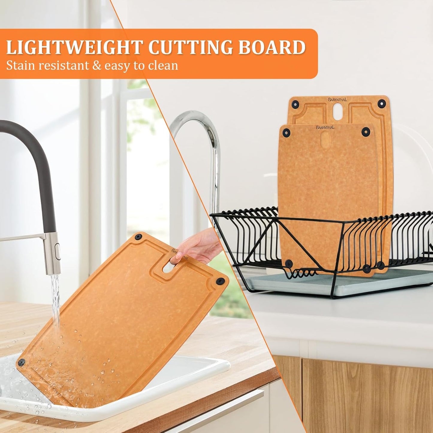 Cutting Boards for Kitchen Dishwasher Safe Eco-Friendly Composite Cutting Board Set of 2, Reversible Chopping Board with Handles & Juice Grooves, Small & Large Cutting Board for Countertop