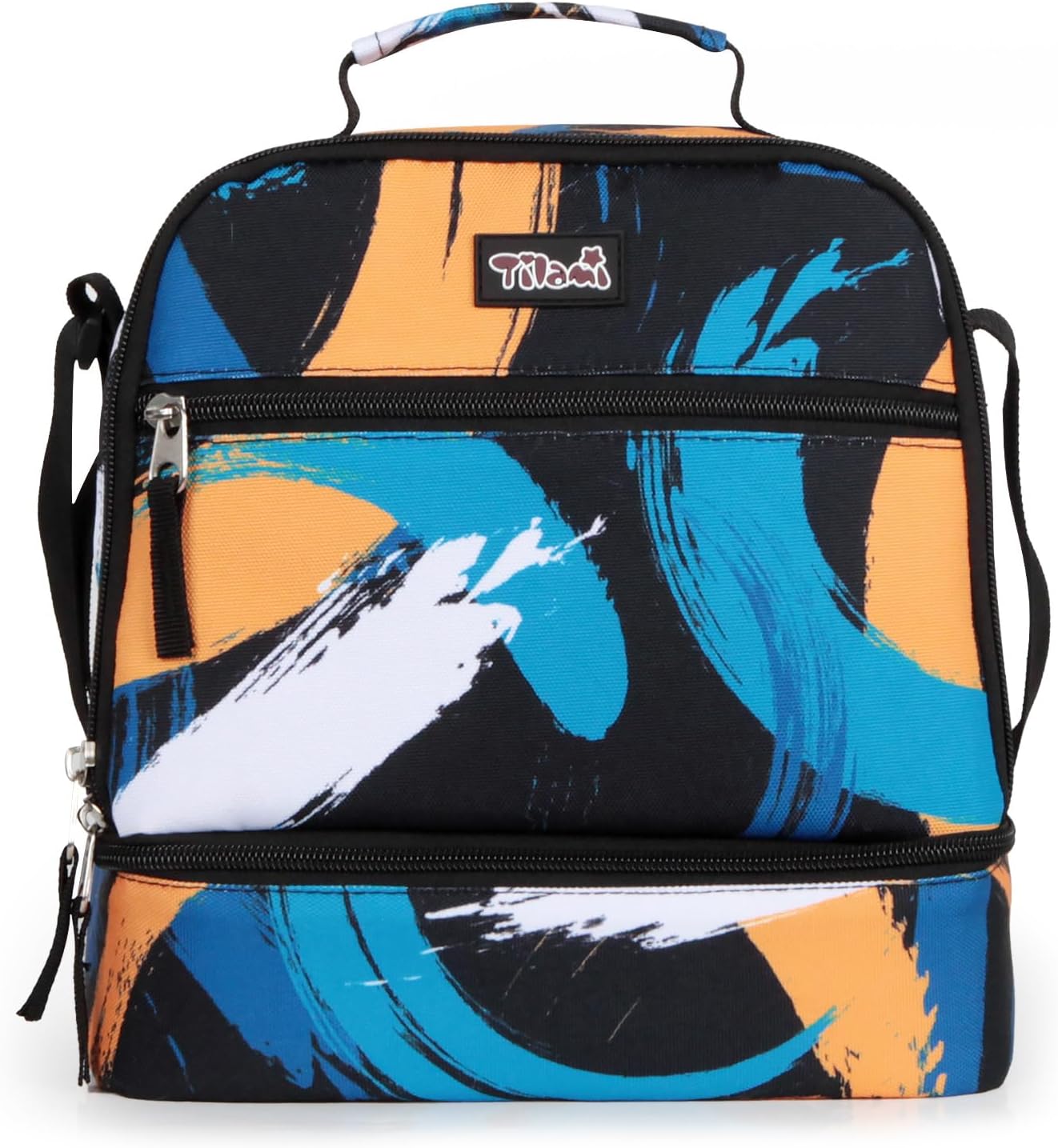 Tilami Lunch Bags Insulated Adjustable Strap Zipper, Two Compartments Cooler Bags, Bento Bags for Kids Toddlers (Blue)