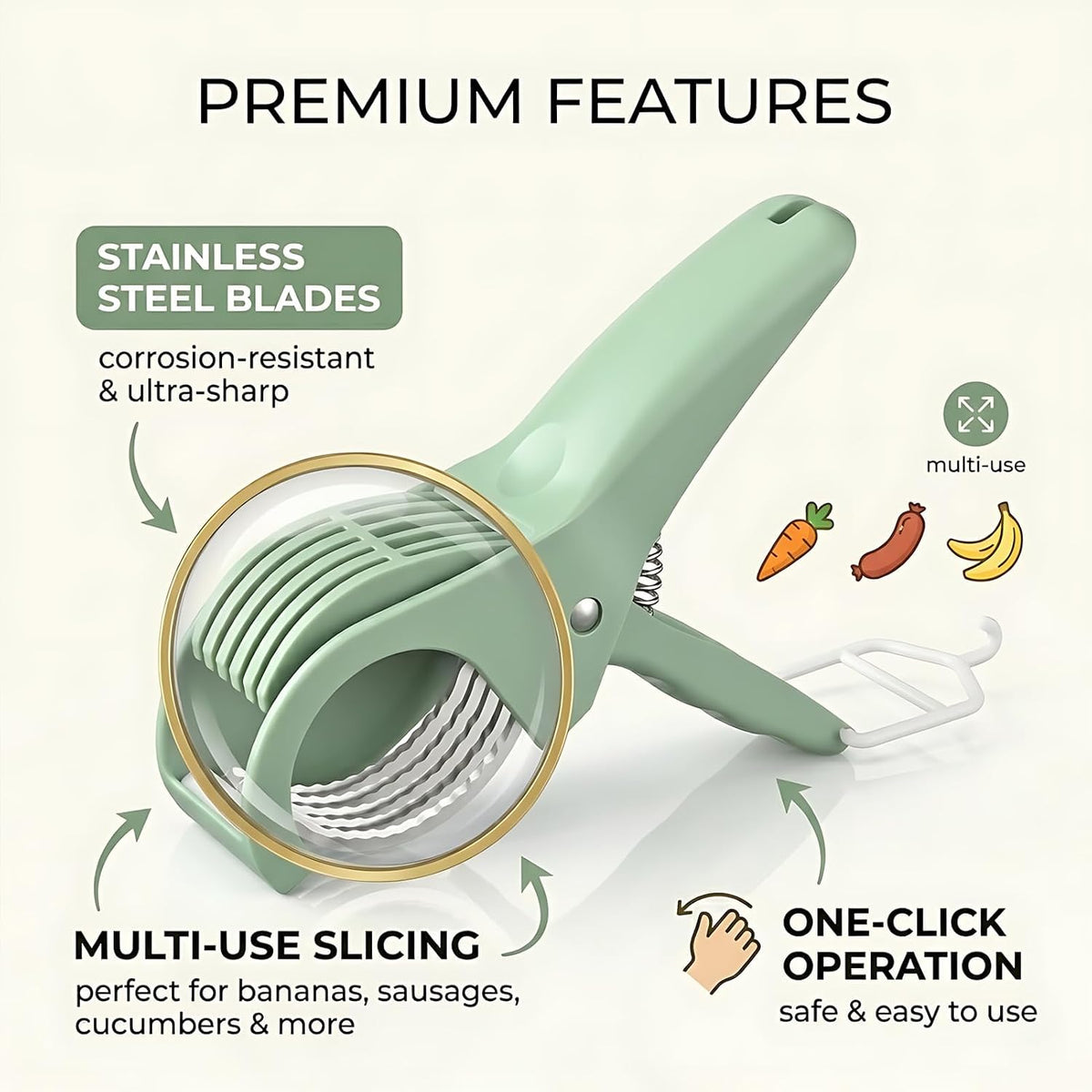 Banana Slicer Cutter Grape Cutter Strawberry Slicer Green