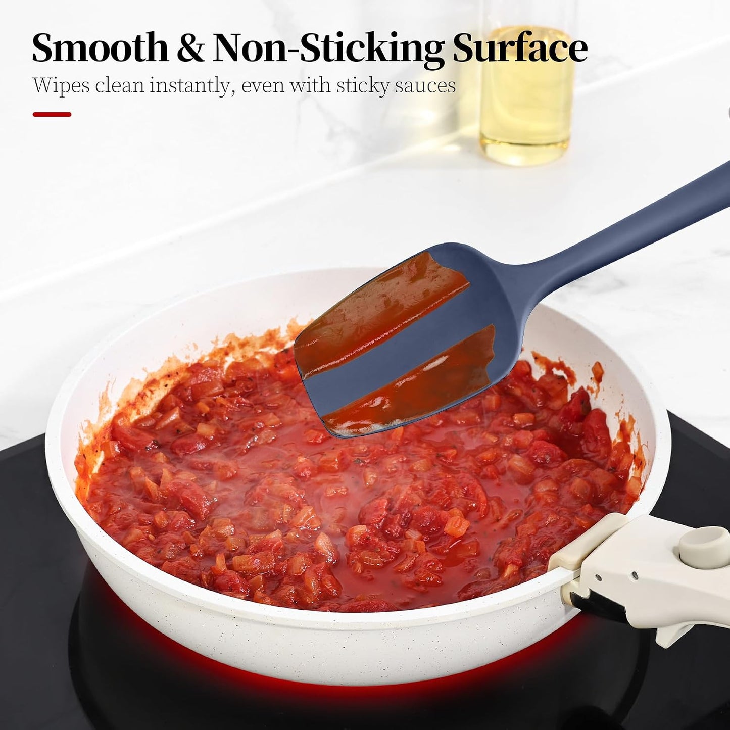 600ºF Heat Resistant Spatulas, High Heat Food Safe Semless Kitchen Silicone Scraper Set for Cooking Baking Mixing Scraping Stirring Nonstick Cookware Pan Bowl (4Pcs,Aqua Sky)