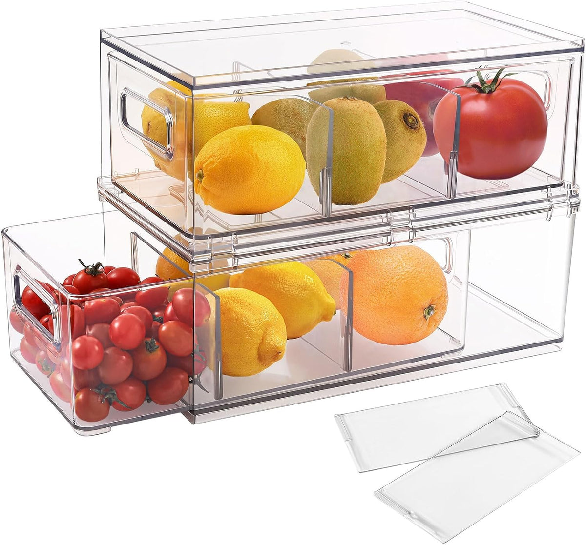 9.5QT Fridge Organizers and Storage Bins with Pull-out Drawer, Stackable Storage Drawer with Handle, Large Plastic Storage Container for Refridge, Kitchen,Under Sink, Bathroom, Pantry,1 Pack