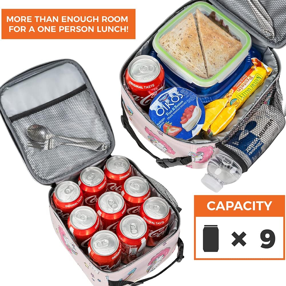 opux Premium Insulated Lunch Box, Soft School Lunch Bag for Kids Boys Girls, Leakproof Small Lunch Pail Men Women Work, Reusable Compact Cooler Tote Lunchbox for Office Adult, Black